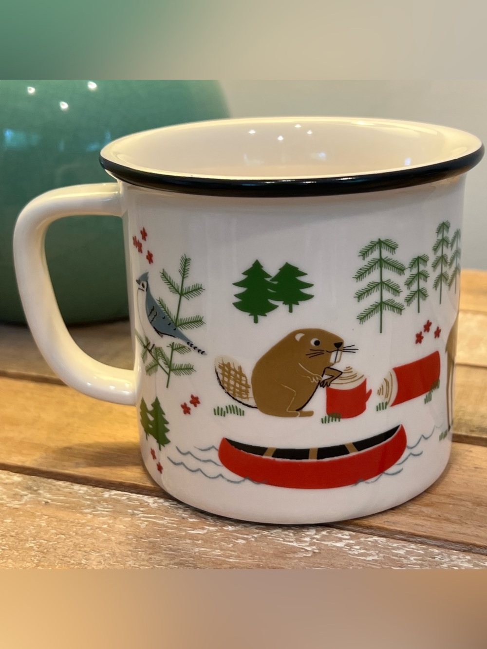 White "The Great Outdoors" Ceramic Mug with Black Rim - Picture 2 of 2
